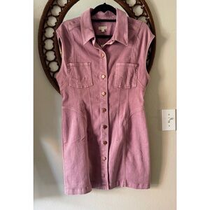NWT Pilcro Sleeveless Pink denim Button-Up Dress western size 14